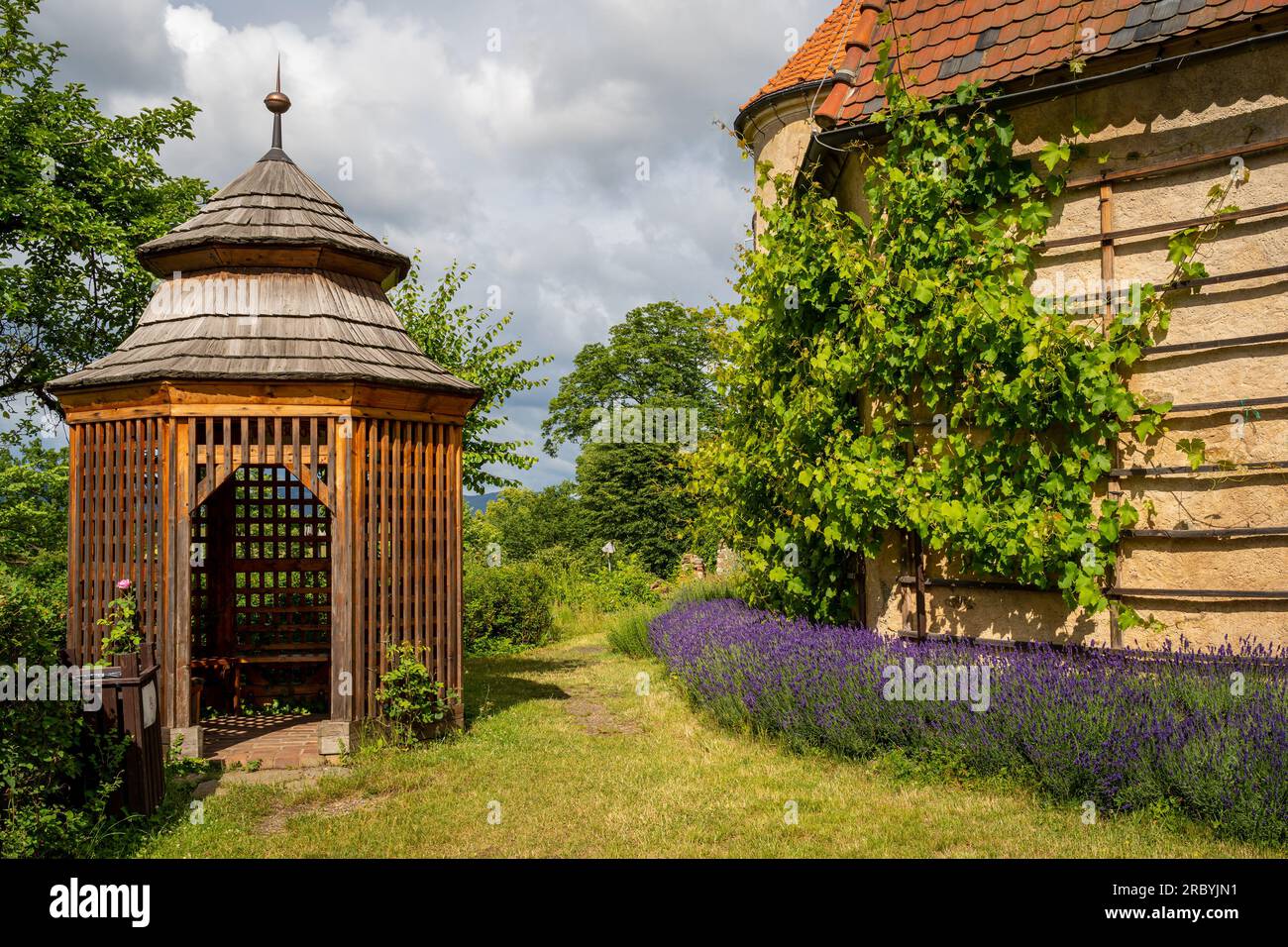 Gardens around Grabstejn castle nearby the city of Liberec, Czech Republic Stock Photo