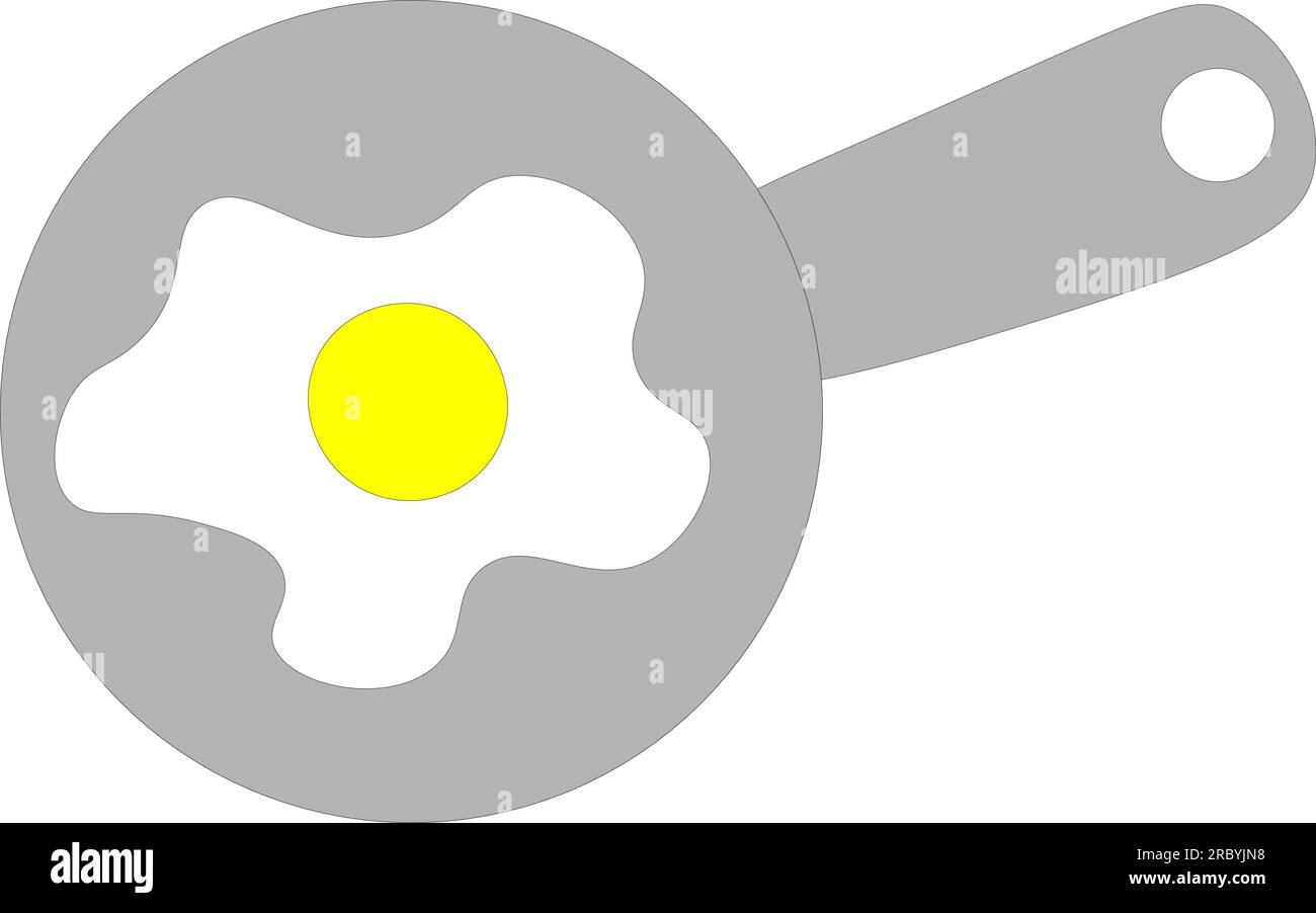 Chicken egg in a frying pan, children's drawing. Vector illustration