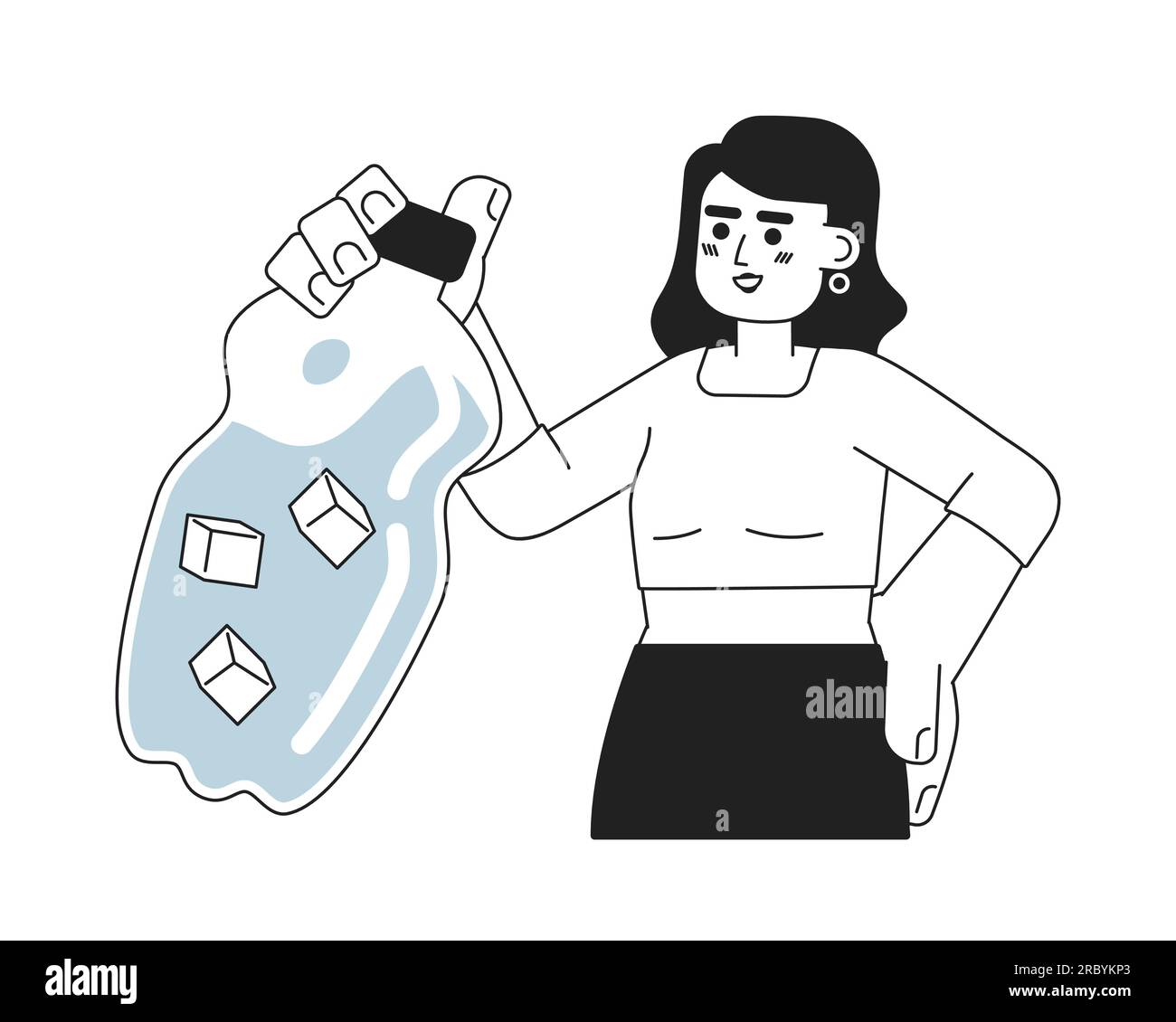 Stay hydrated in summertime monochrome concept vector spot illustration ...