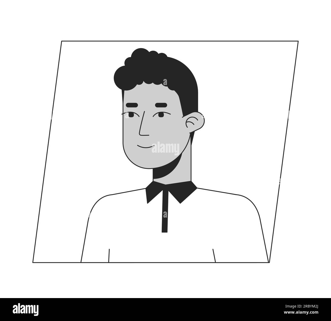 Cute young arab man black white cartoon avatar icon Stock Vector Image