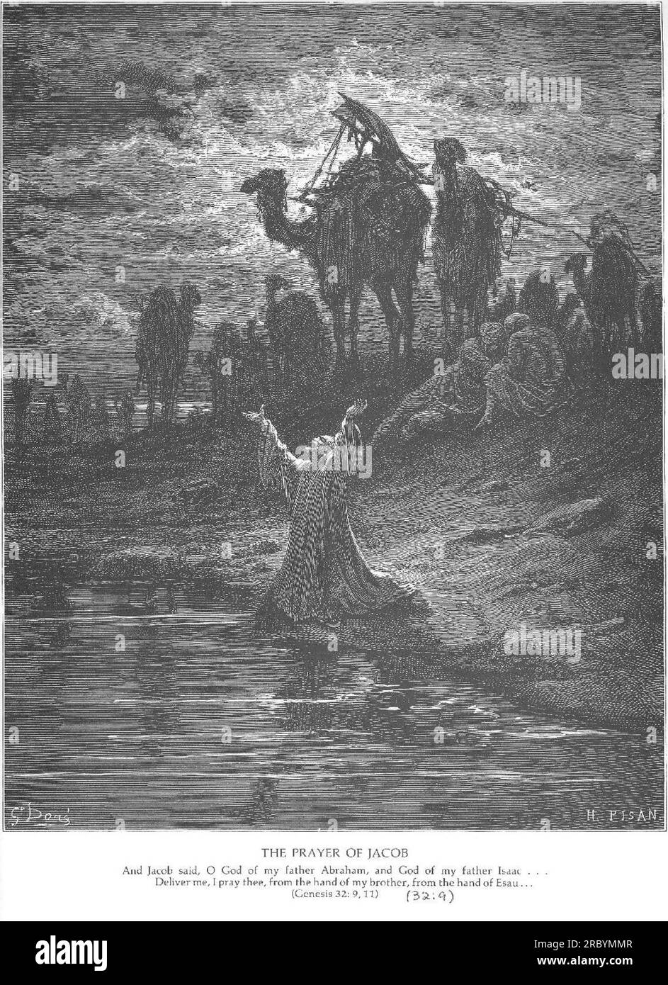 Jacob Prays for Protection by Gustave Dore Stock Photo