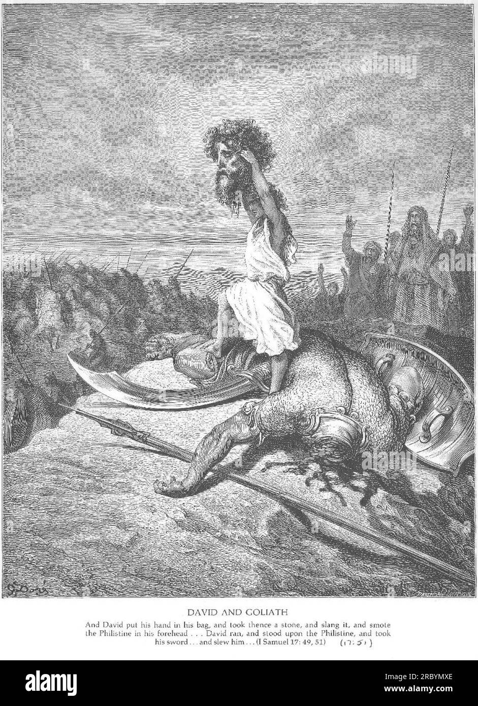 David Slays Goliath by Gustave Dore Stock Photo - Alamy