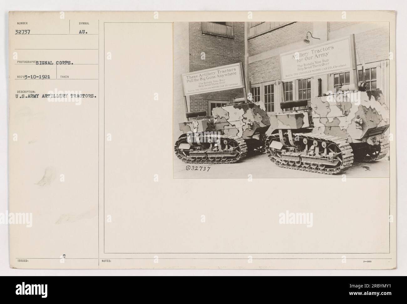 Soldiers operating Army artillery tractors during World War I. These