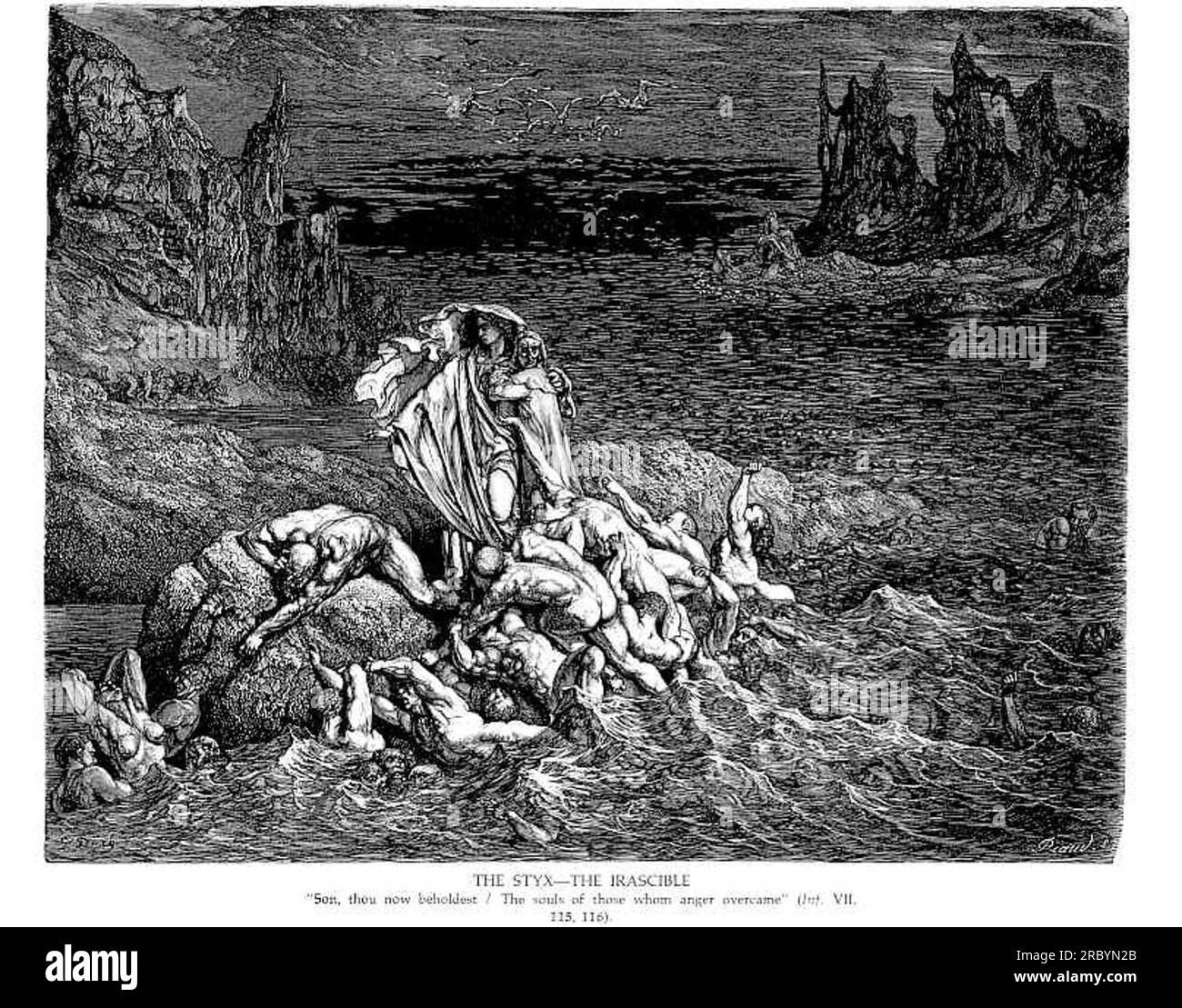 The Styx--The Irascible by Gustave Dore Stock Photo