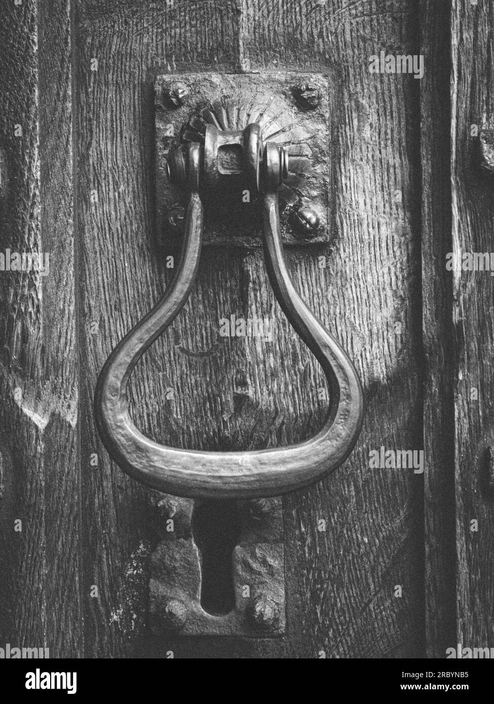 Door handle in St Mary's and All Saints Church, Great Budworth, Cheshire Stock Photo
