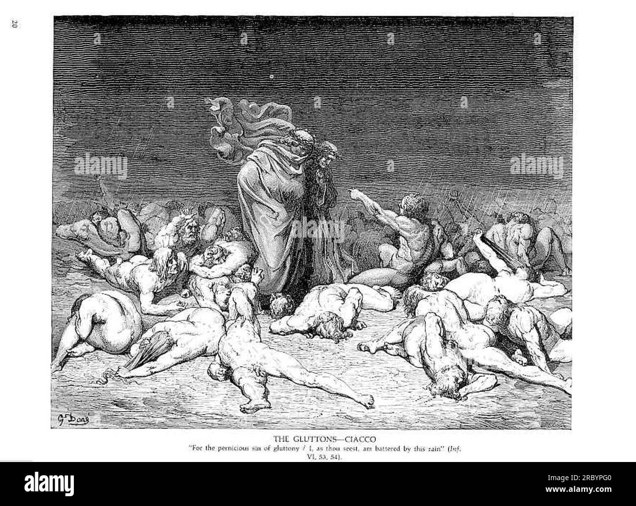 The Gluttons--Ciacco by Gustave Dore Stock Photo