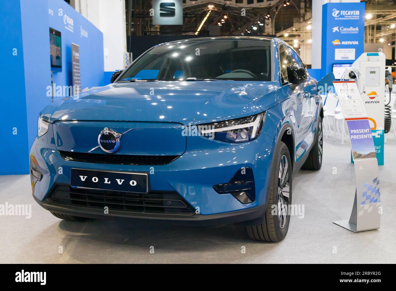 Barcelona, Spain - May 14, 2023: Volvo C40 Recharge Single Motor on display at Automobile Barcelona 2023 in Barcelona, Spain. Stock Photo