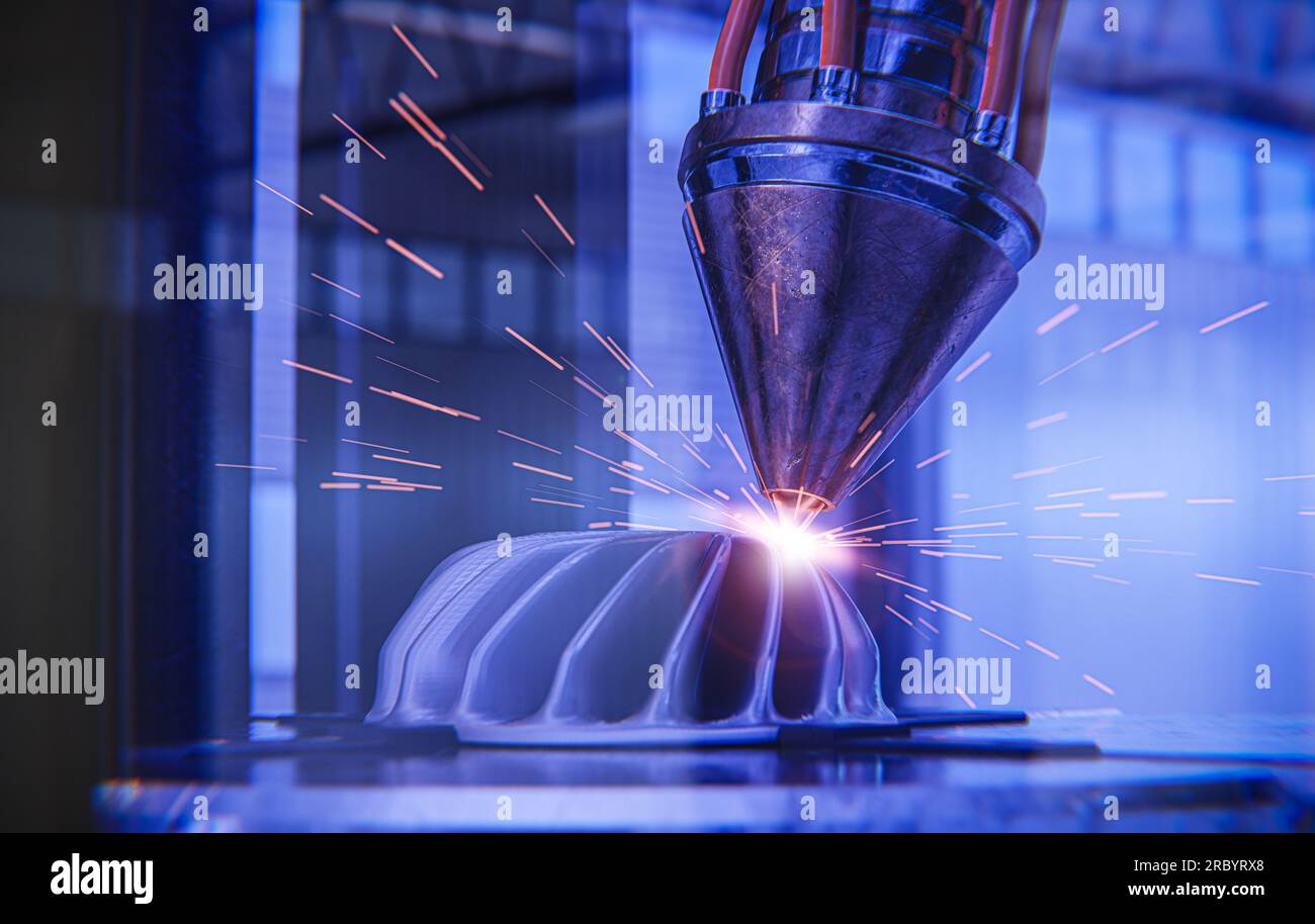 A modern 3D printer is printing a metal turbine. The future of machine