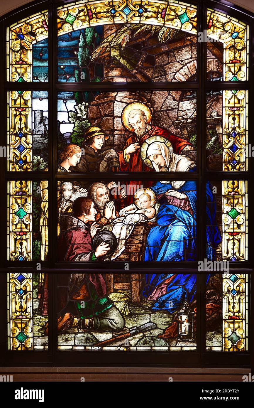 stained glass window, Mausoleum, Los Angeles Cathedral, Cathedral of