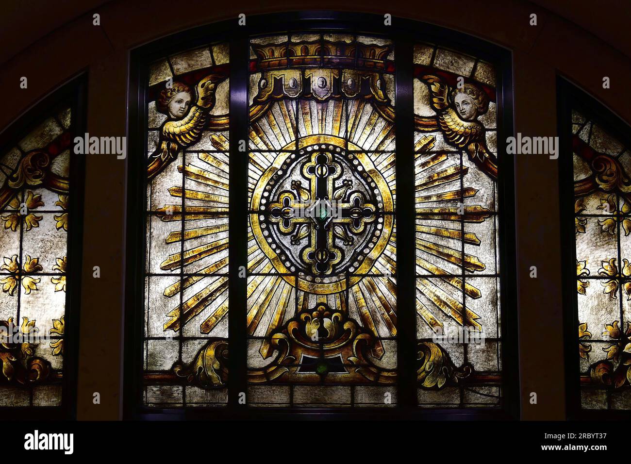 stained glass window, Mausoleum, Los Angeles Cathedral, Cathedral of