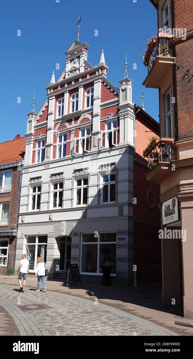 Lüneburg, Germany - July 7, 2023 A Neorenaissance or Renaissance Revival building in the Rosenstrasse in Lueneburg (Lüneburg) Stock Photo