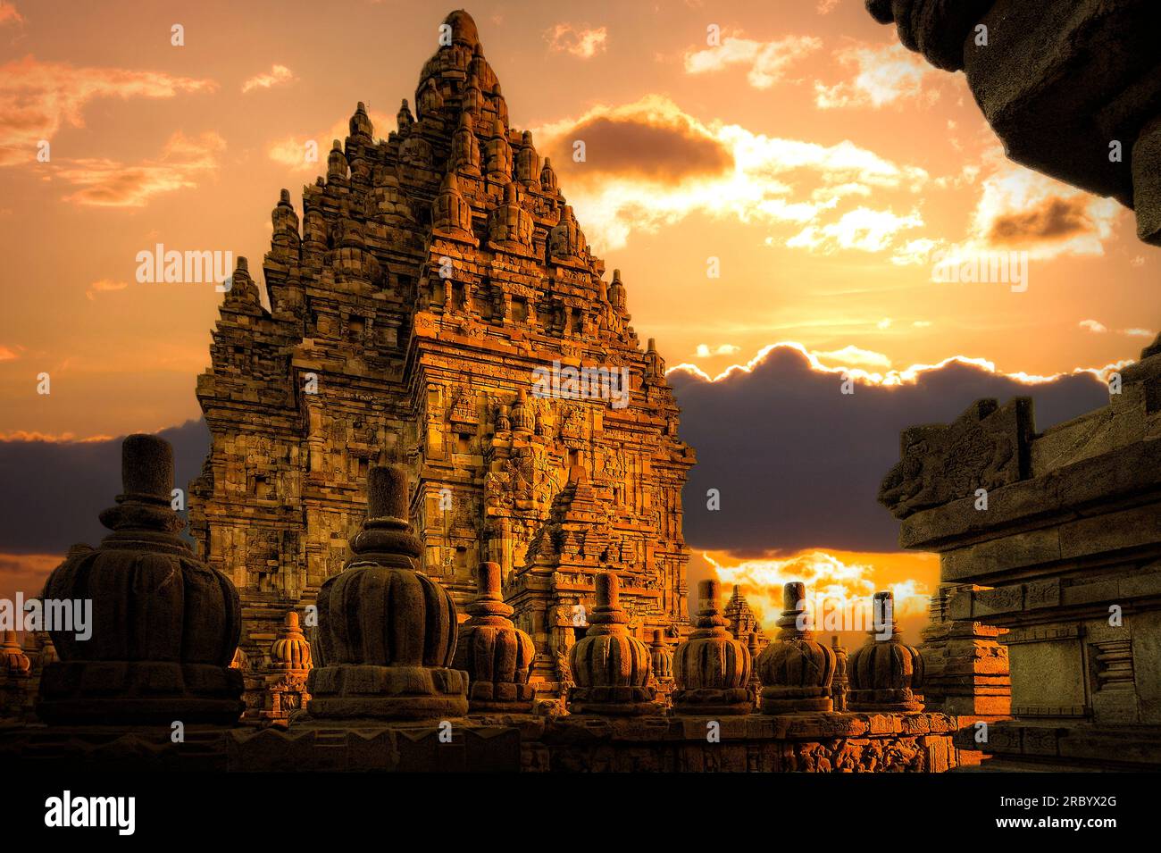 Indonesia Java island -  Prambanan temples - it was built around 850 AD. by Rakai Pikatan Stock Photo