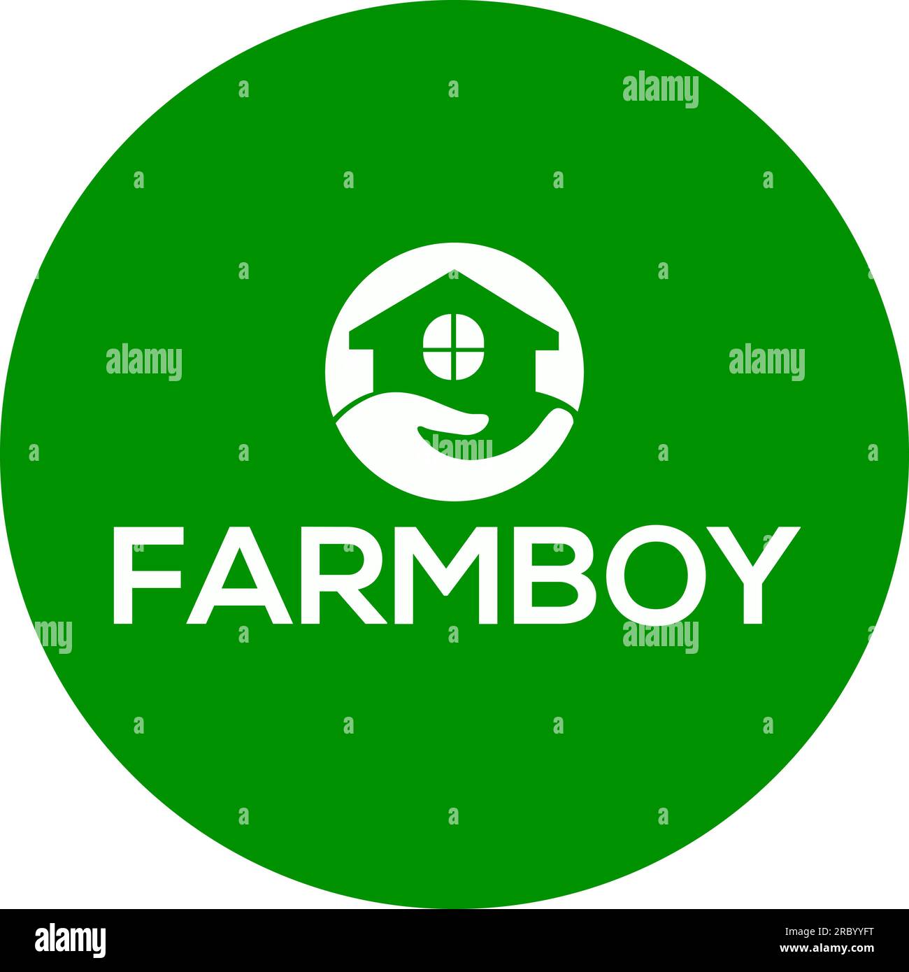 Farmboy vector logo or icon, green background farmboy logo Stock Vector