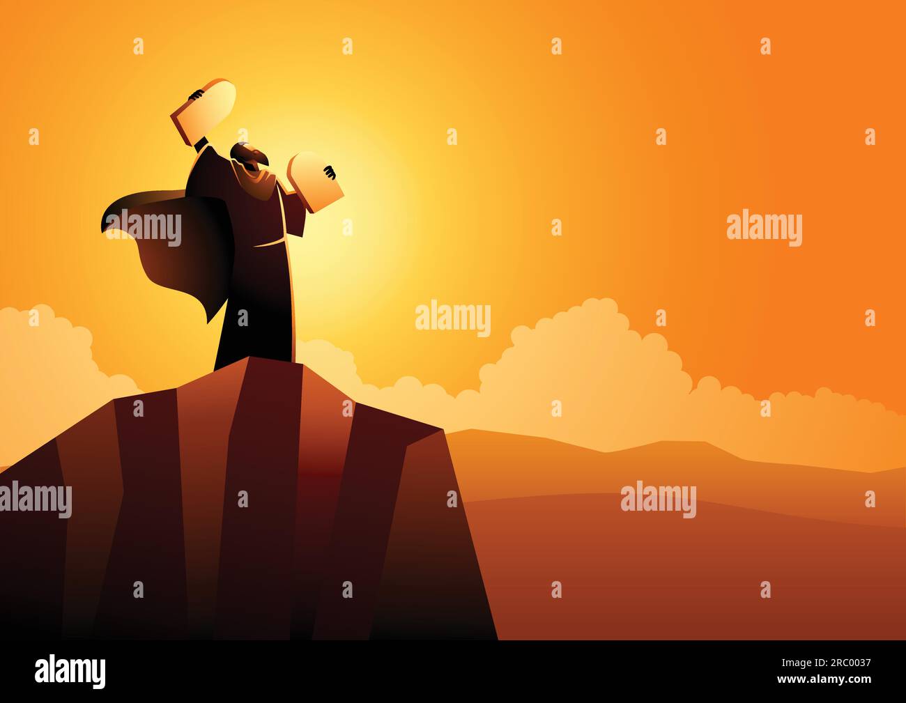 Biblical vector illustration series, Moses and Ten Commandments Stock Vector