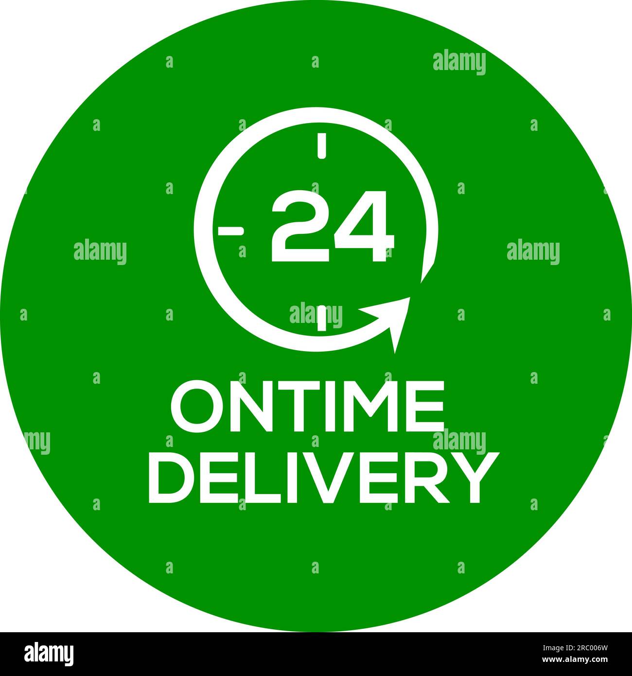 On time delivery vector logo or icon, green background on time delivery logo Stock Vector
