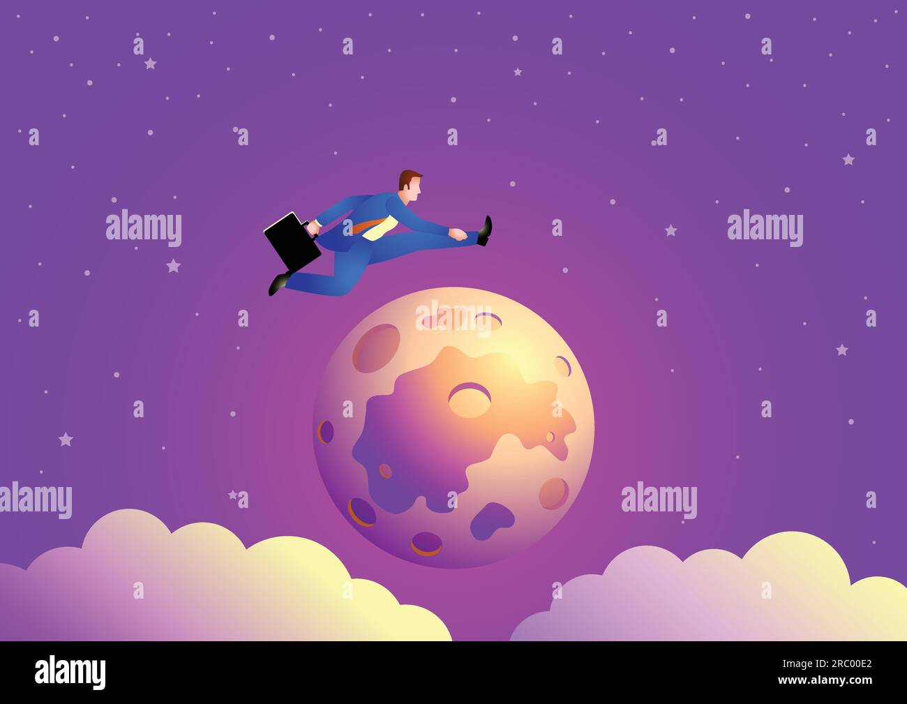 Business concept vector illustration of a businessman jumping over the