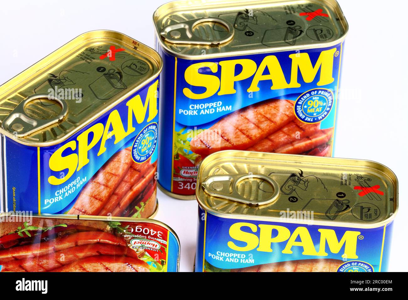 Tins of Hormel SPAM Chopped Pork and Ham canned meat Stock Photo Alamy