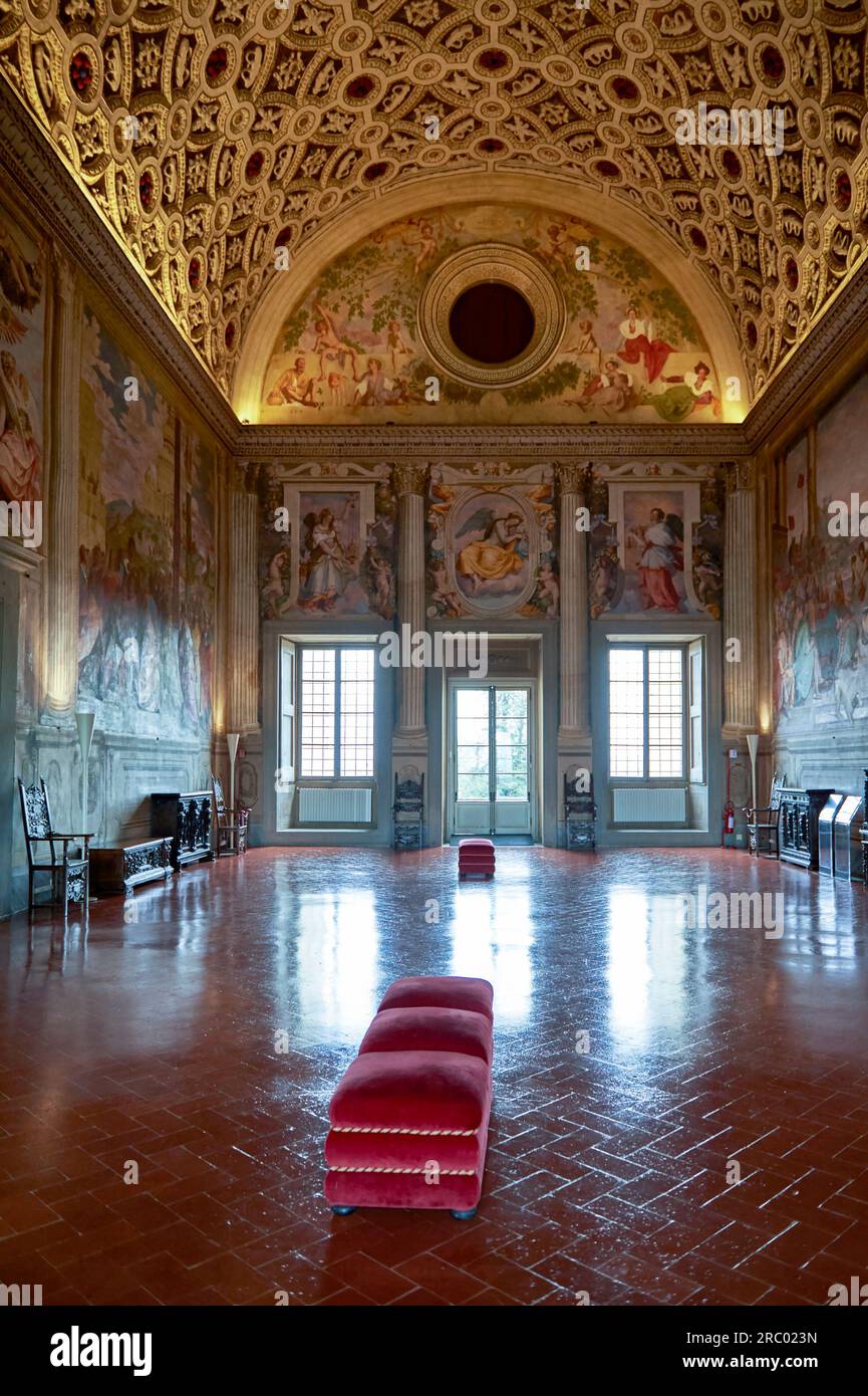Stunning interior of Medici Villa at Poggio a Caiano, Tuscany Stock