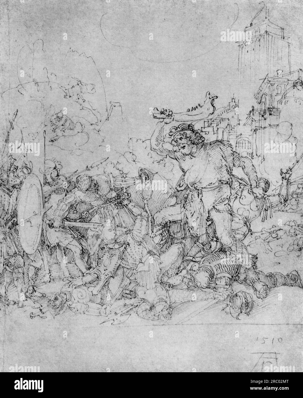 Design for the Fugger Chapel in Augsburg Samson fighting the Philistines 1510 by Albrecht Durer Stock Photo
