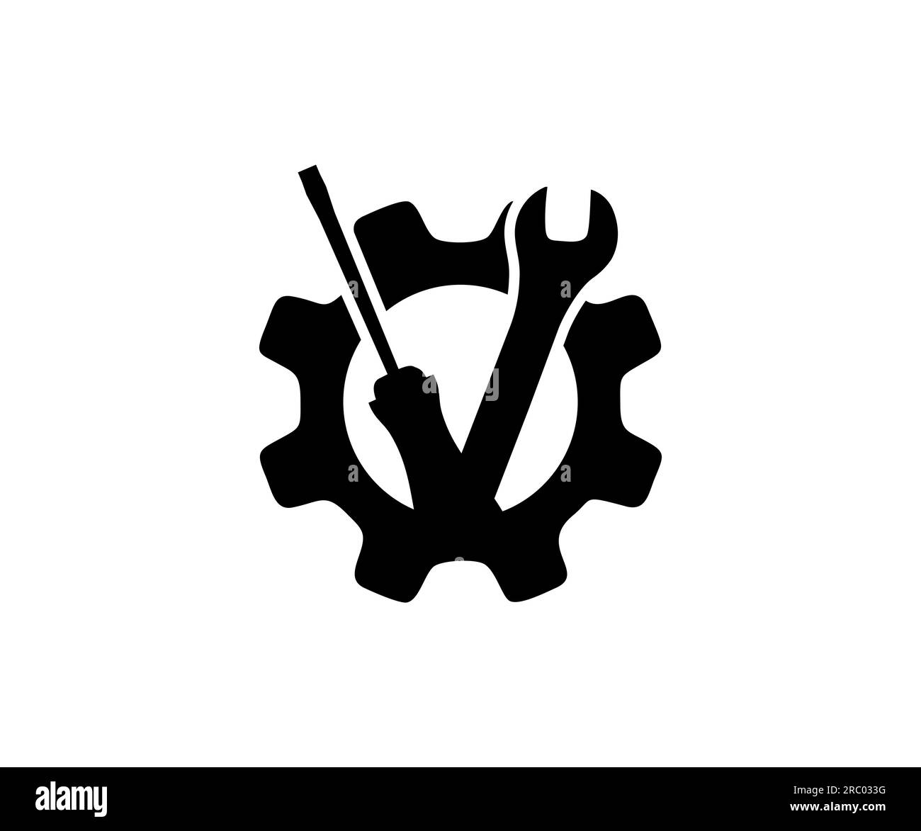 Wrench and screwdriver logo design. Tools and Service icon. Settings and repair, service sign vector design and illustration. Stock Vector
