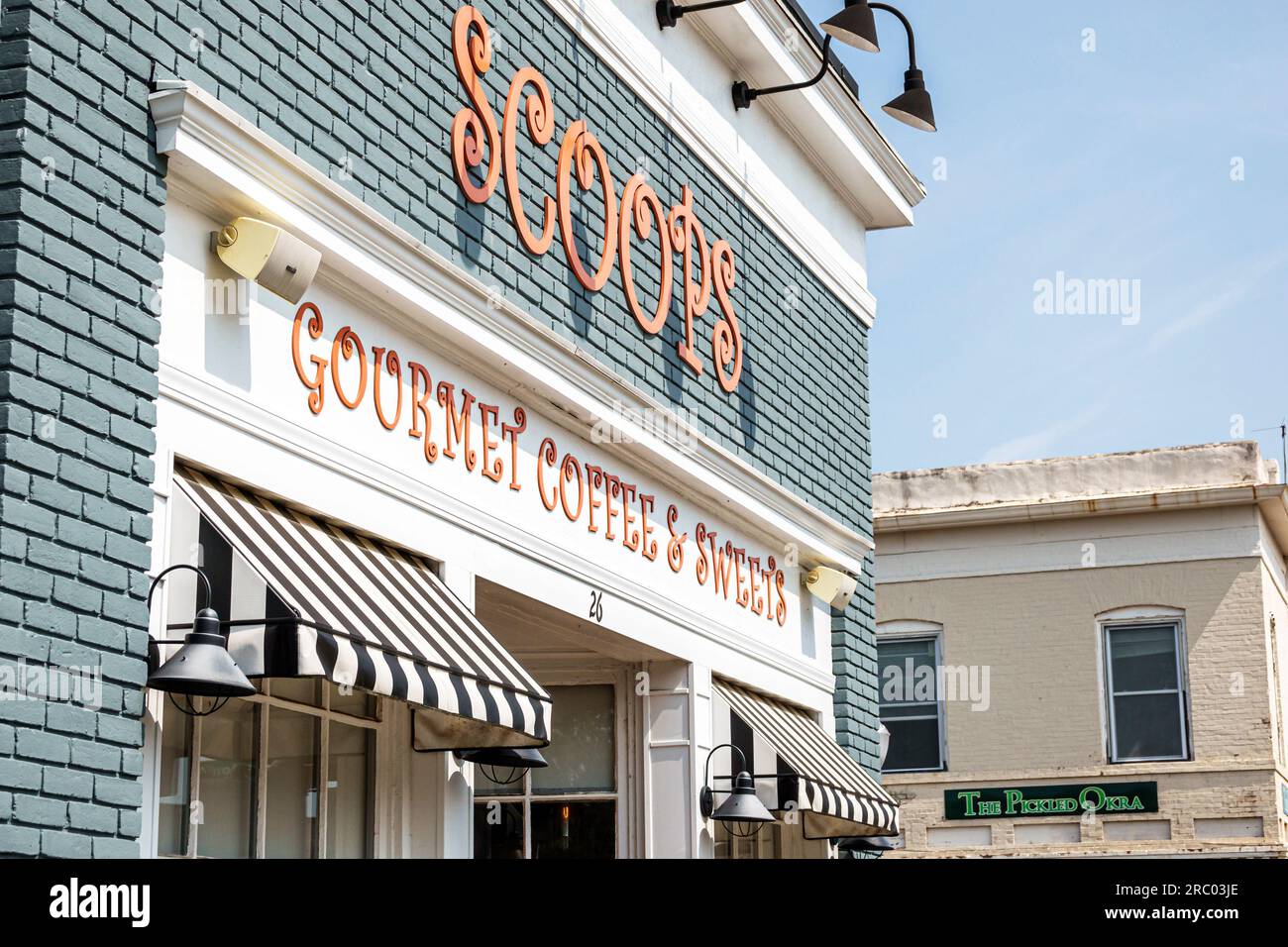 Small town city restored historic downtown business district hires stock photography and images