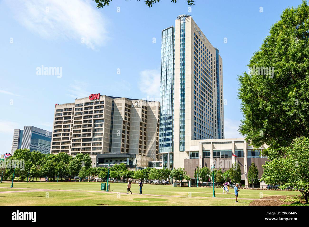 Atlanta Georgia,Centennial Olympic Park,Omni Atlanta Hotel at CNN Center centre Stock Photo