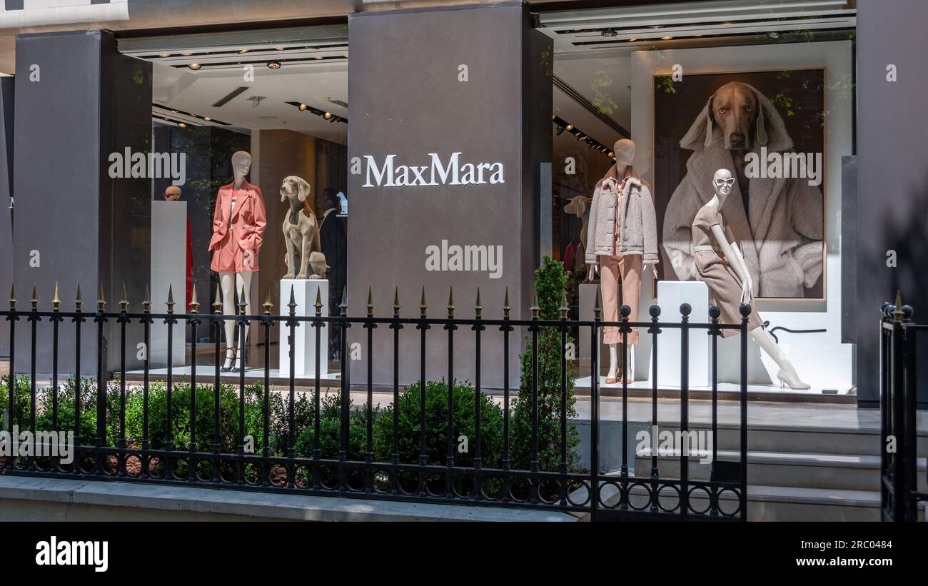Exterior view of a Max Mara store in the Champs-Elysees district of ...