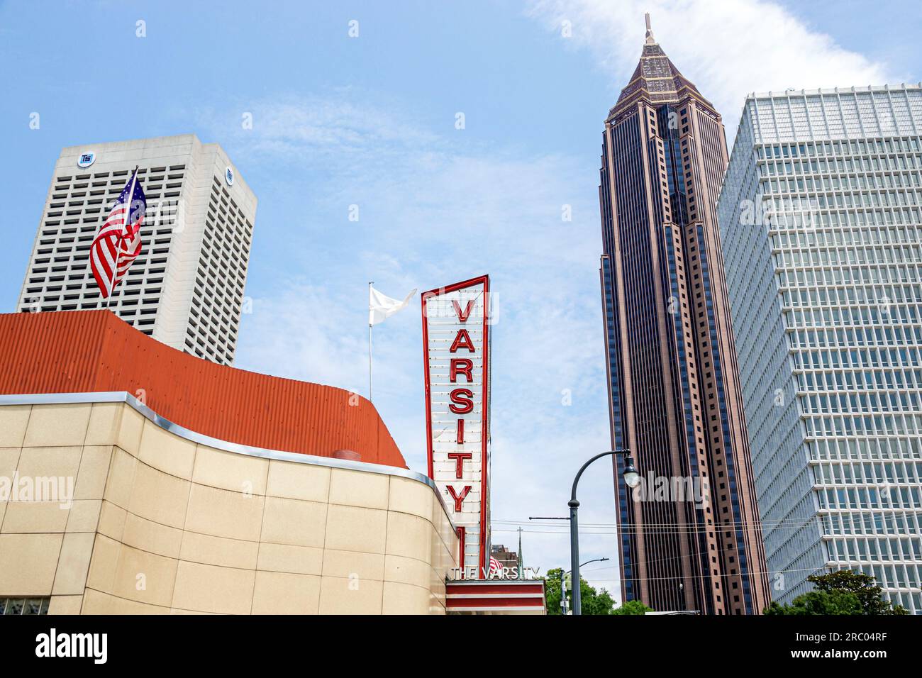 Atlanta Varsity restaurant sign,high rise rises skyscraper