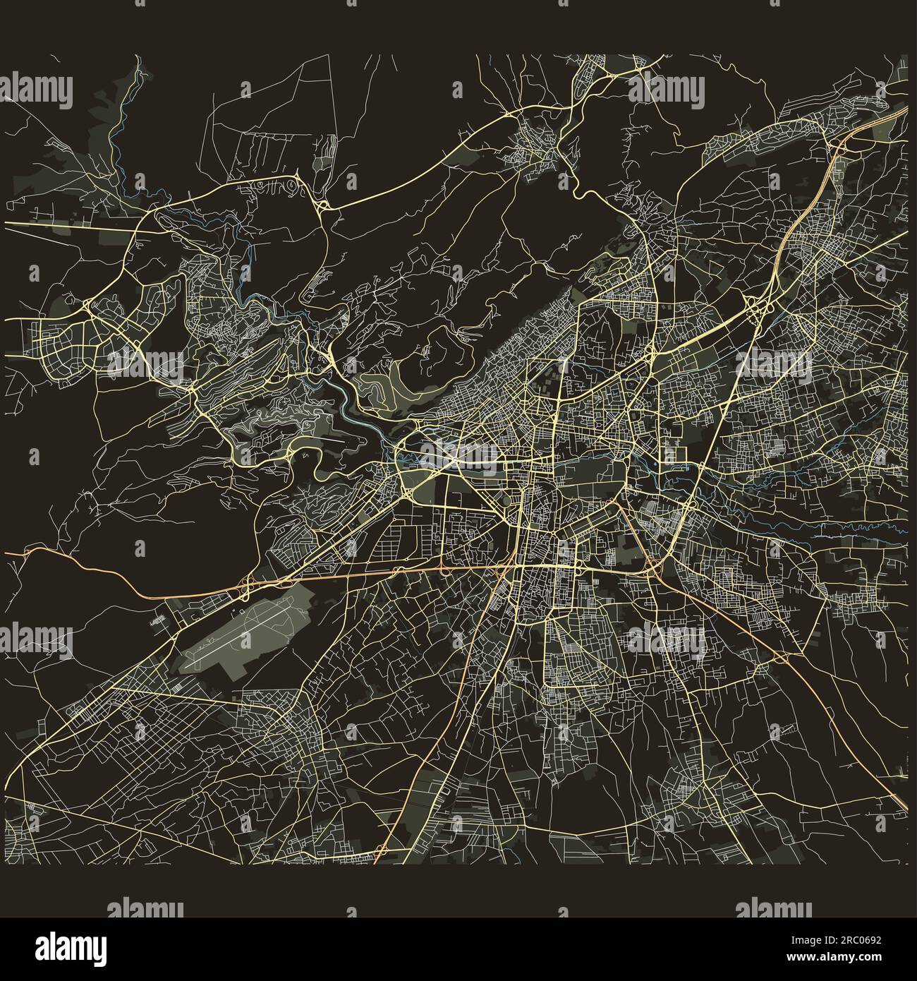Map of damascus hi res stock photography - Vector City Map Of Damascus Syria 2RC0692
