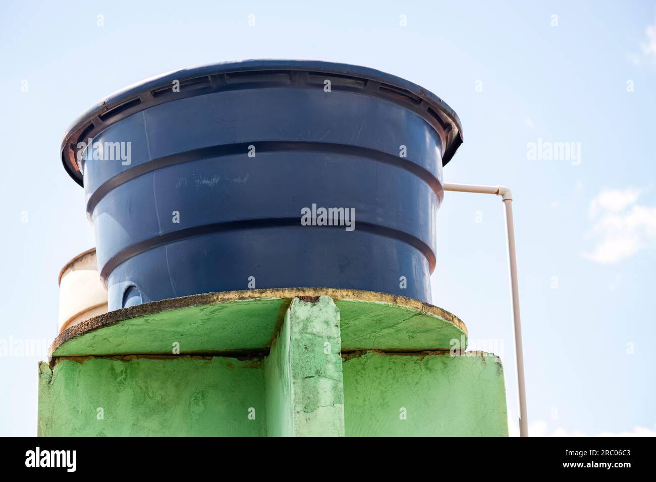 Blue plastic water tank used in residential constructions in Brazil Stock  Photo - Alamy