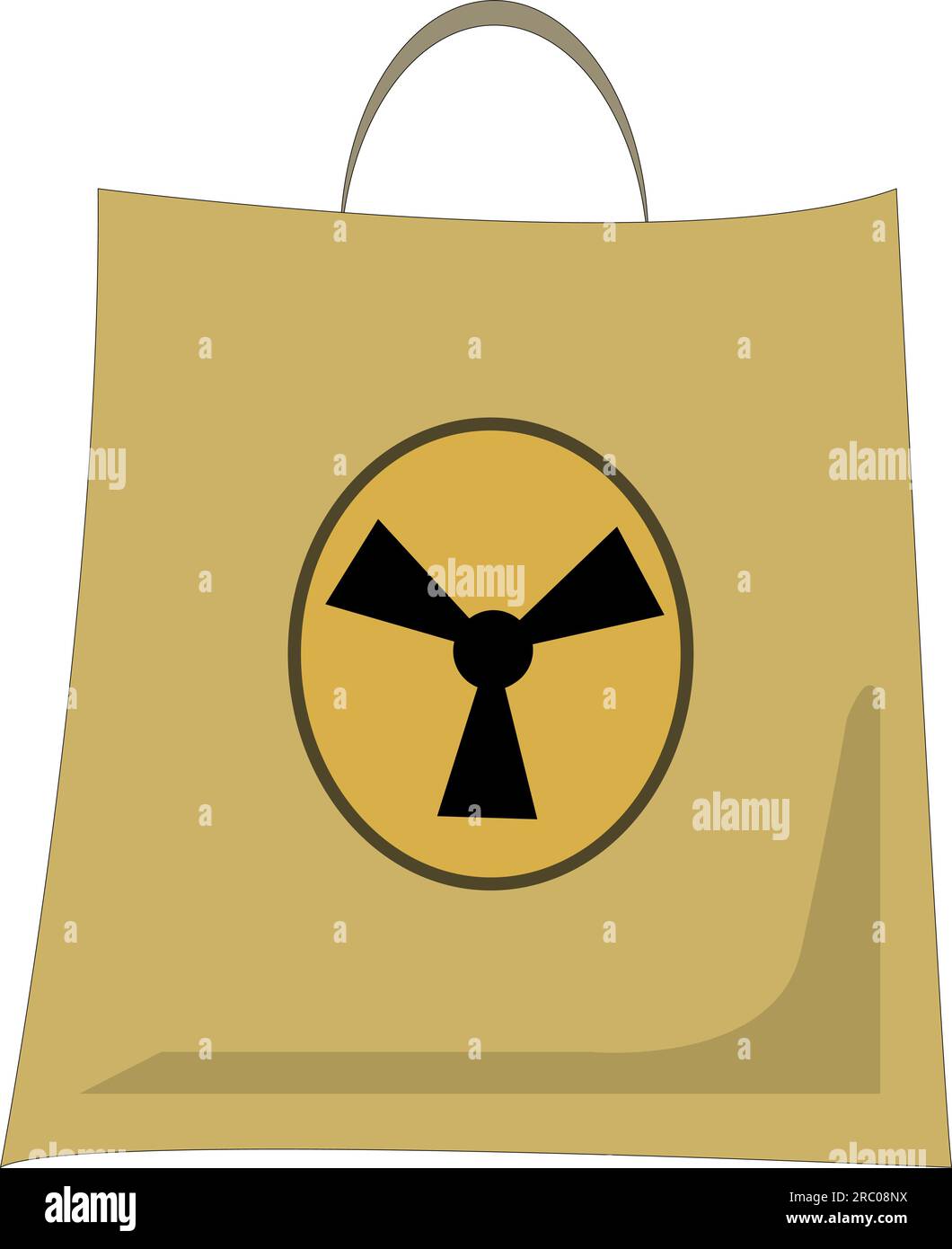 Vector graphics, icon, Paper bag with radiation sign on a white background. Stock Vector