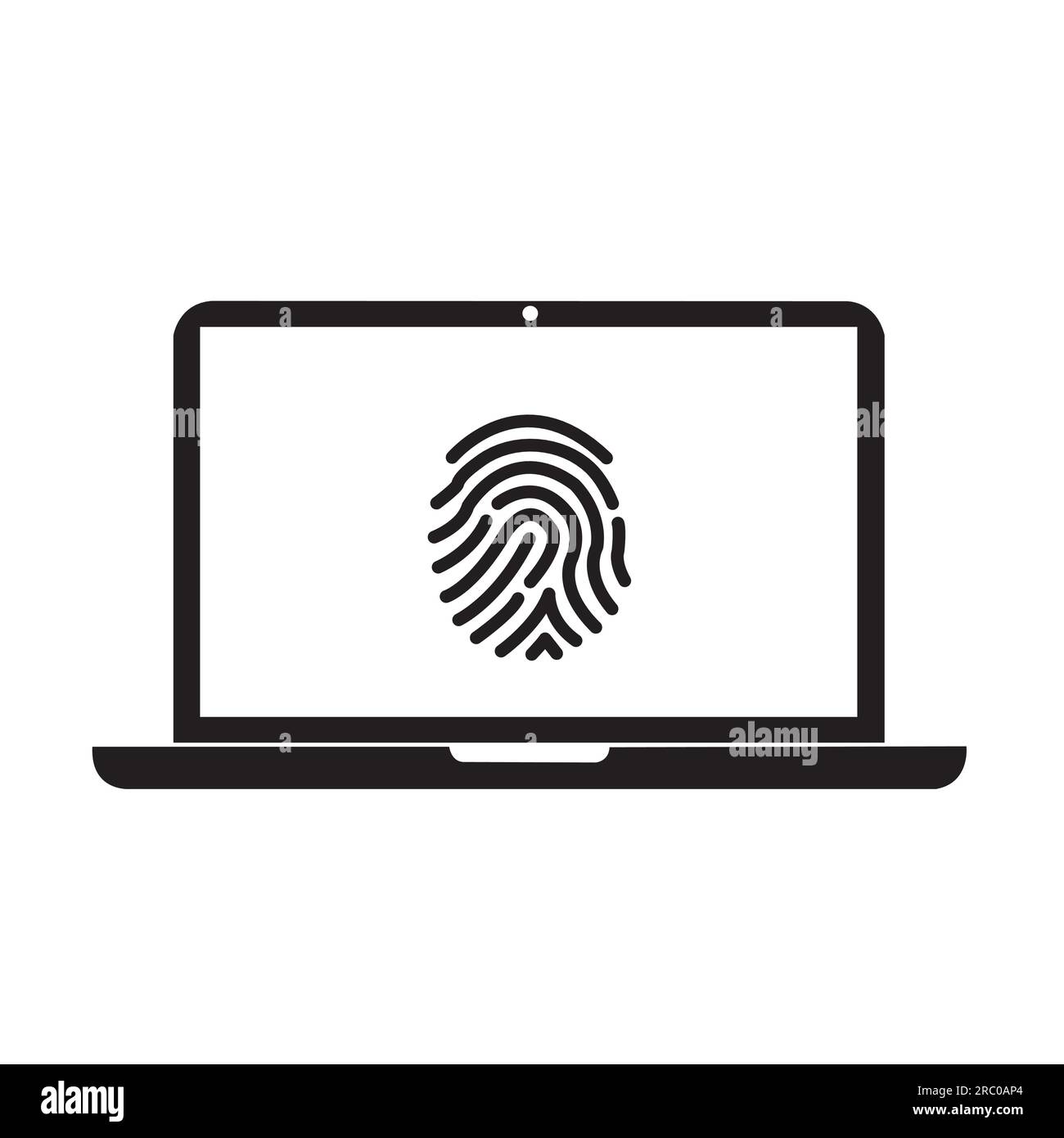 A laptop with a fingerprint in the screen as an example of biometric