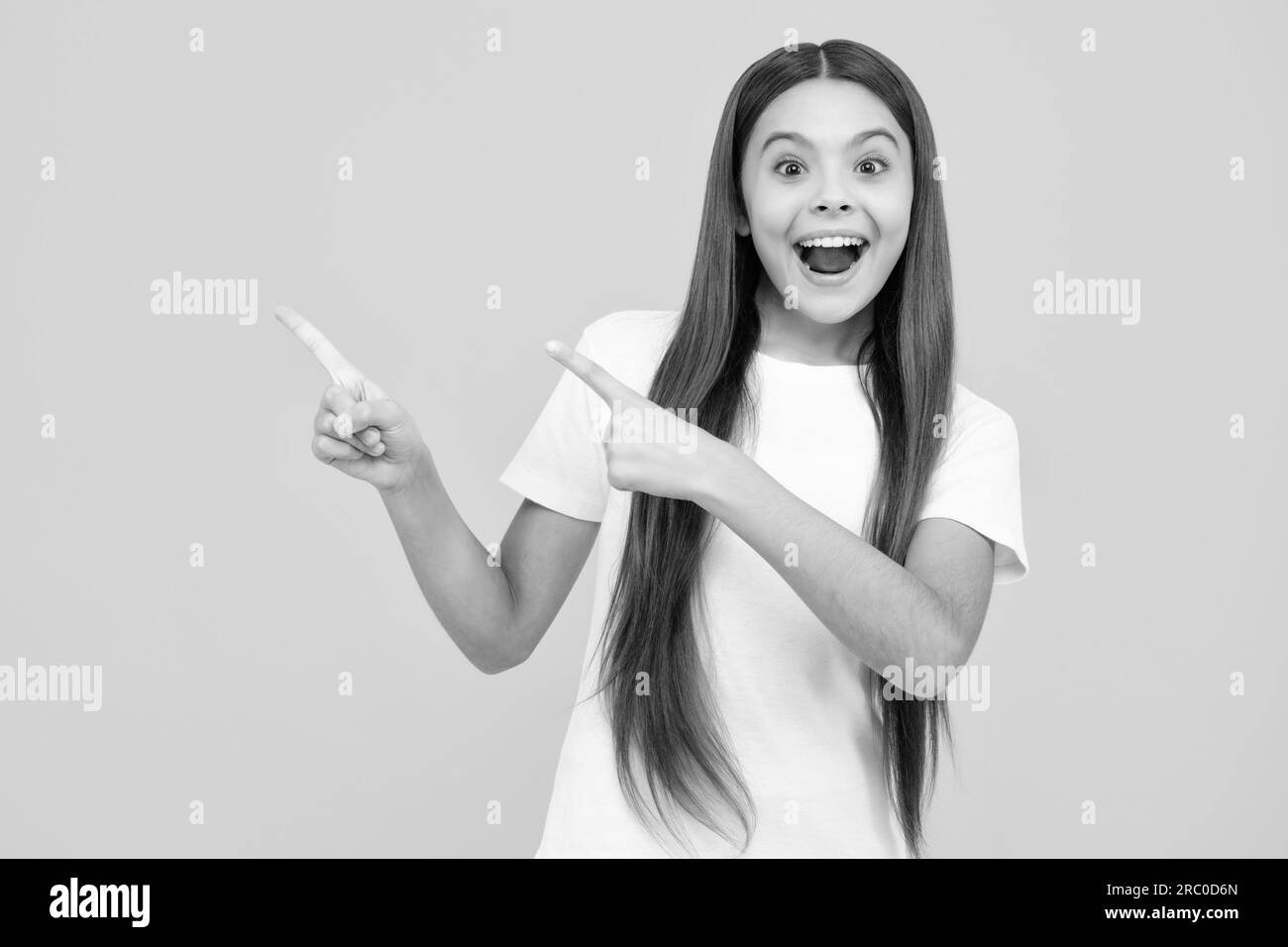 Excited teenager, glad amazed and overjoyed emotions. Close-up portrait ...