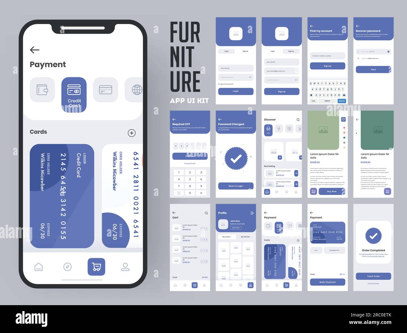 Furniture App Ui Kit for Responsive Mobile App or site with Multiple