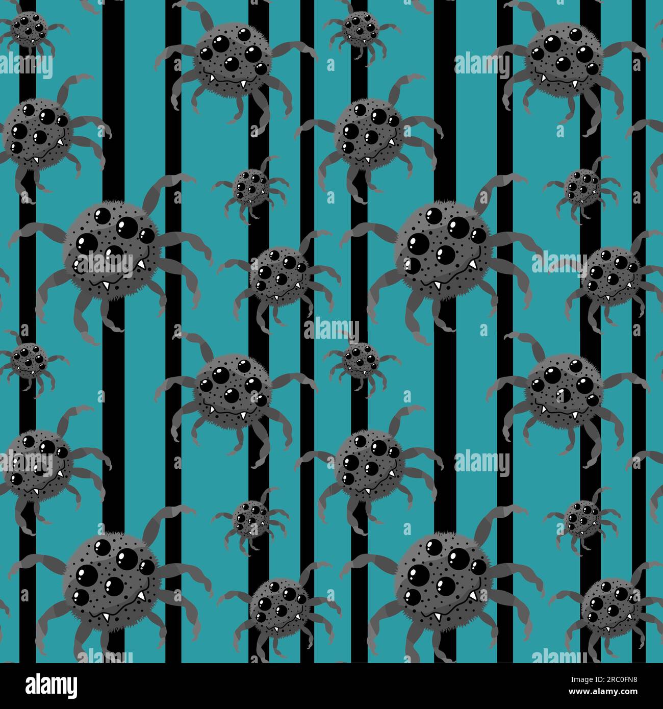 Cartoon monsters seamless Halloween spider pattern for wallpaper and ...