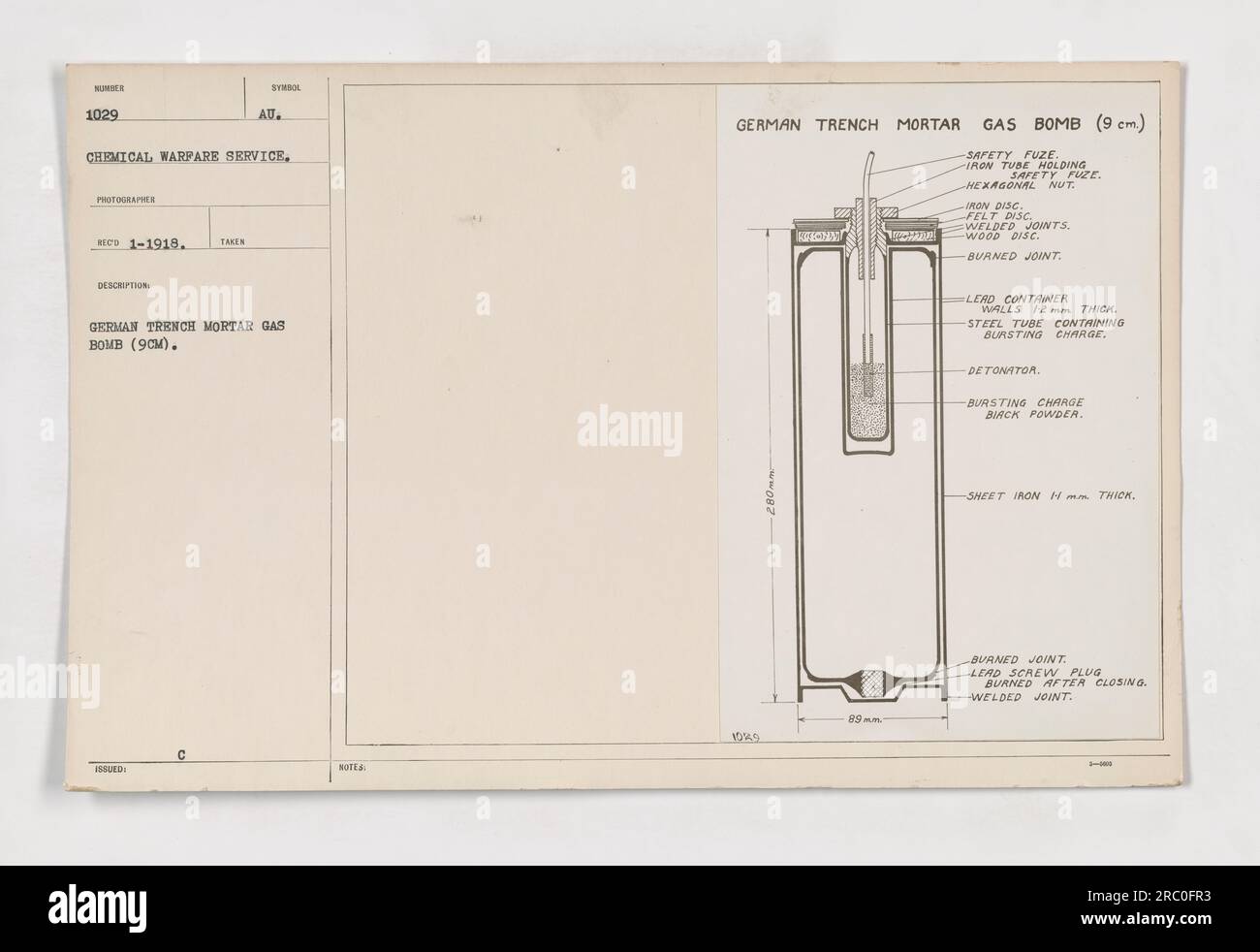 This image shows a German trench mortar gas bomb used during World 