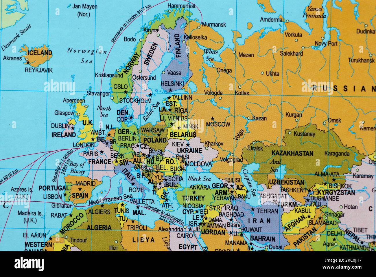world-map-with-europe-continent-countries-and-oceans-stock-photo-alamy