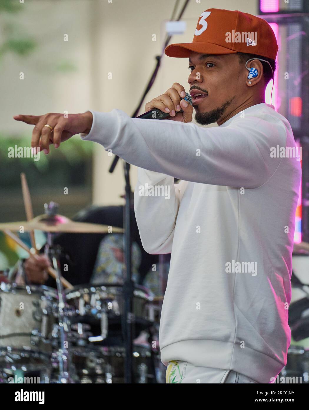 NEW YORK, NY, USA - JUNE 15, 2023: Chance the Rapper Performs on NBC's 'Today' Show Concert Series at Rockefeller Plaza. Stock Photo