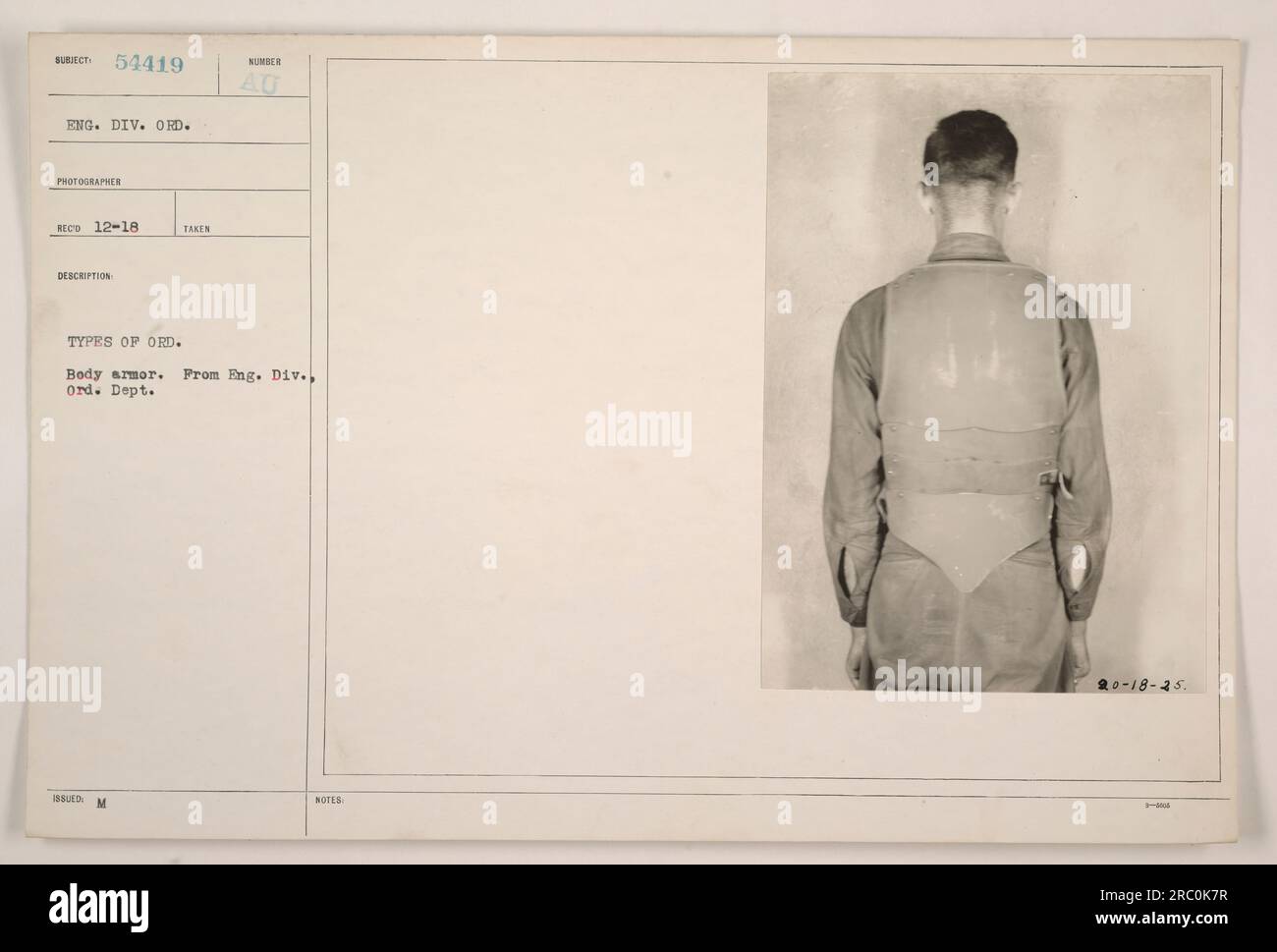 "Image depicting various types of ordnance body armor used by the Engineering Division, Ordnance