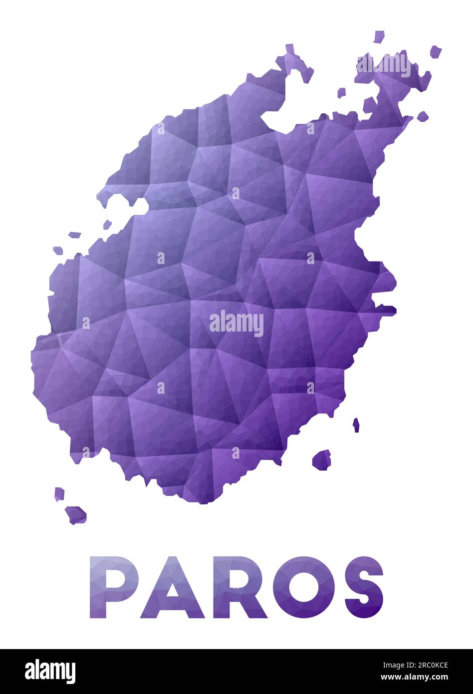 Map of Paros. Low poly illustration of the island. Purple geometric ...