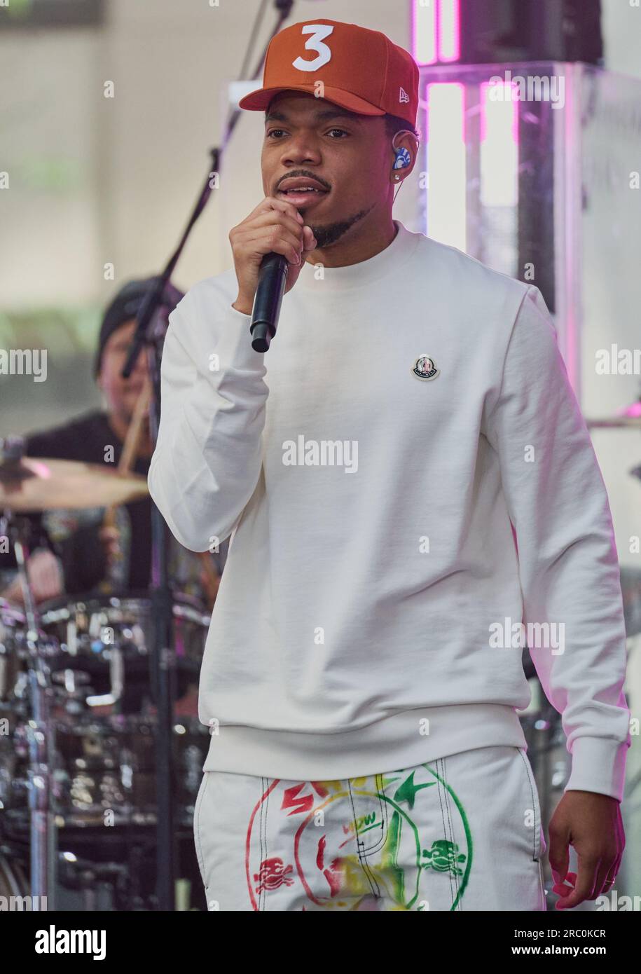 NEW YORK, NY, USA - JUNE 15, 2023: Chance the Rapper Performs on NBC's 'Today' Show Concert Series at Rockefeller Plaza. Stock Photo