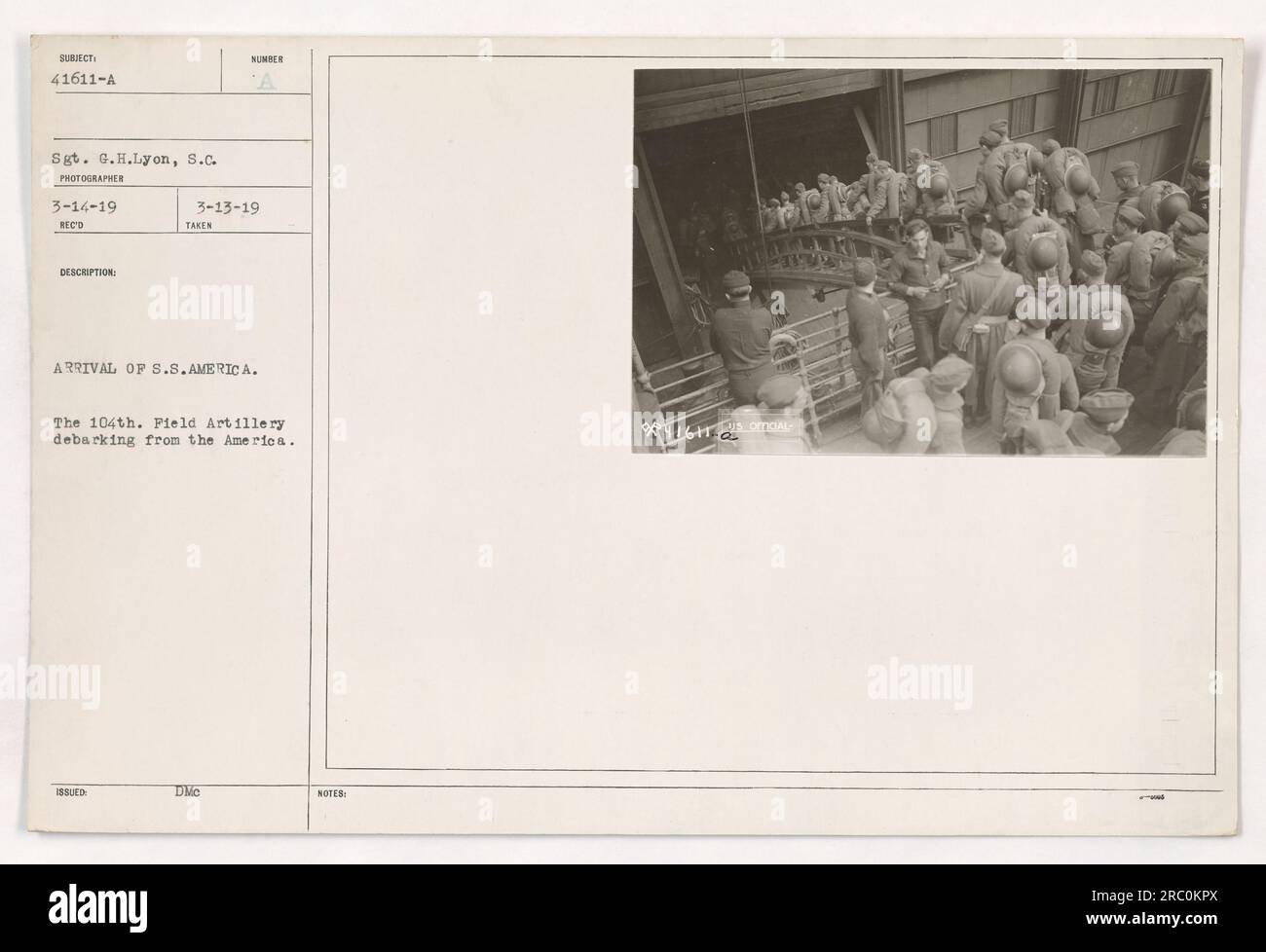 Image description Soldiers from the 104th Field Artillery debarking