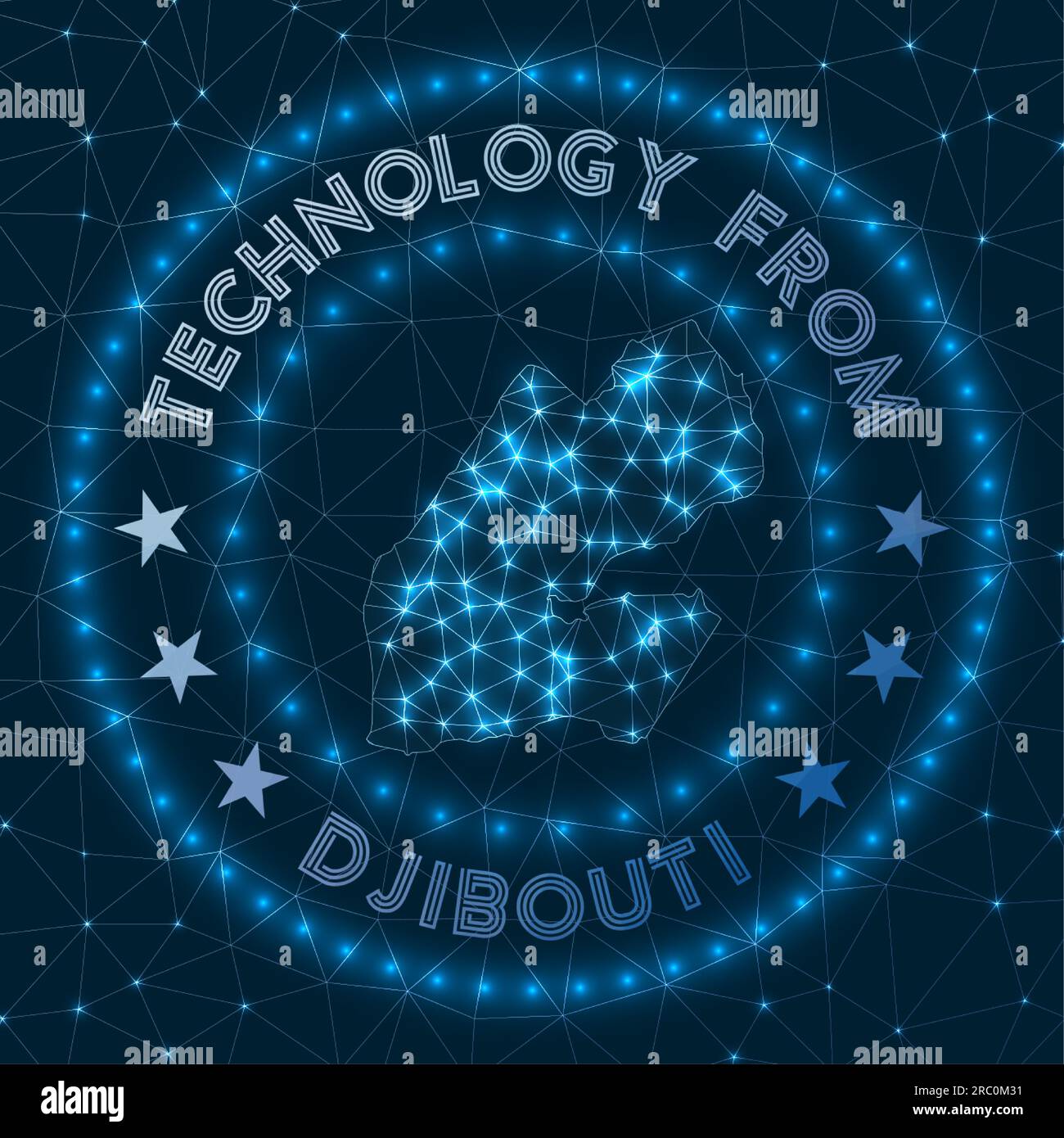 Technology From Djibouti. Futuristic geometric badge of the country