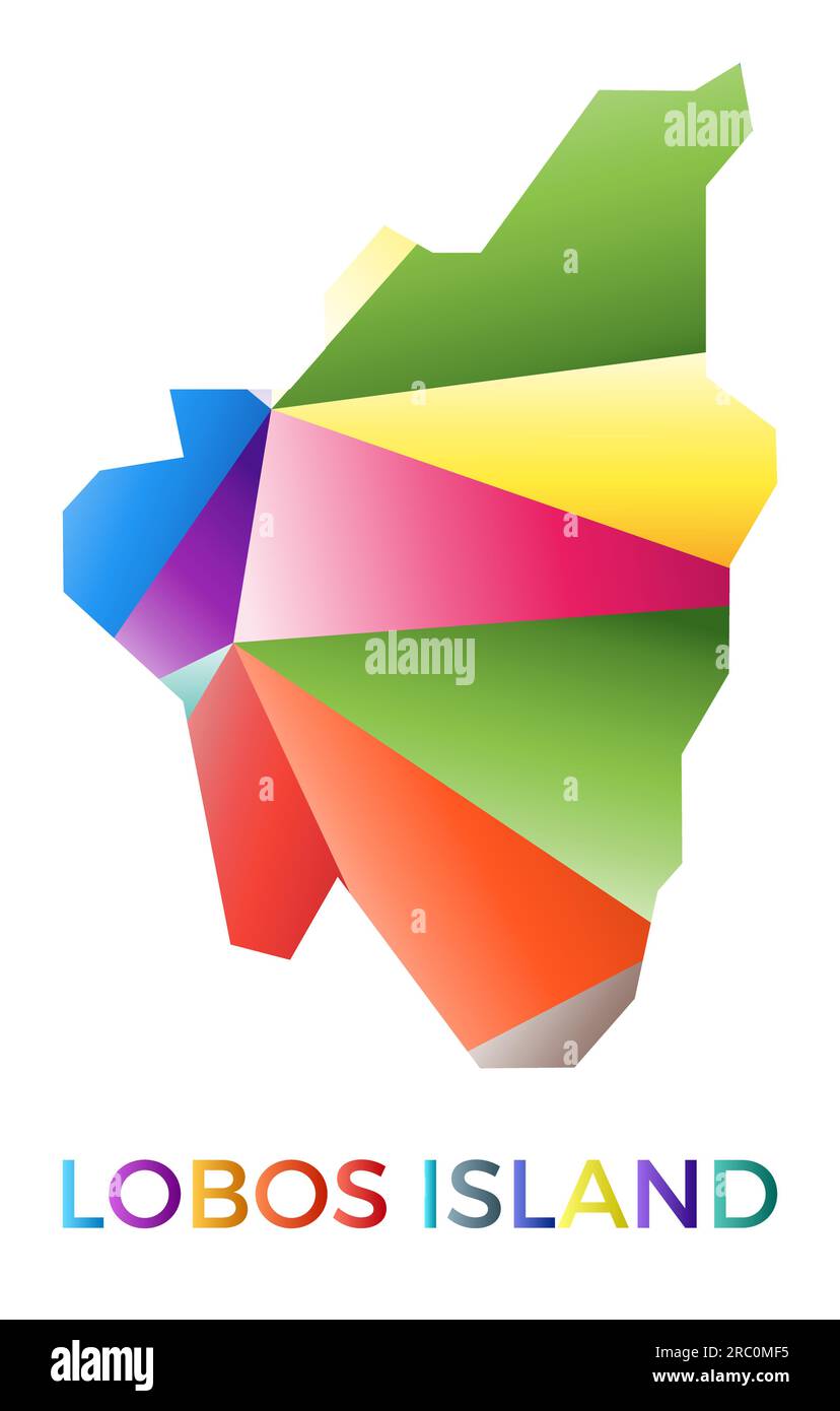 Bright colored Lobos Island shape. Multicolor geometric style island