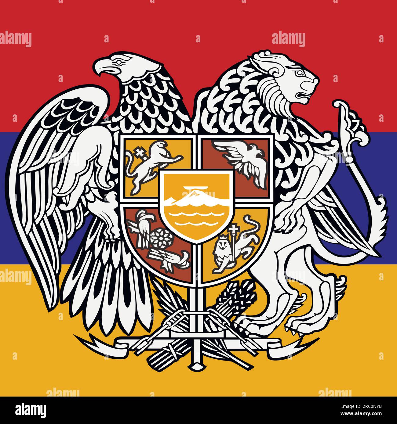 Coat or arms of Armenia. Armenian national symbol in official colors