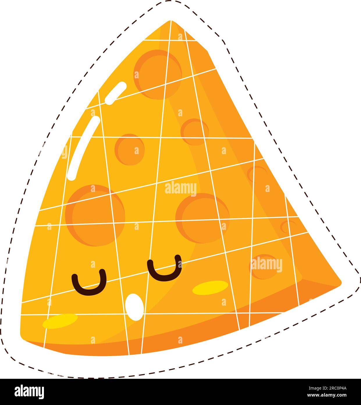 Isolated colored cute happy cheese emoji sticker Vector Stock Vector