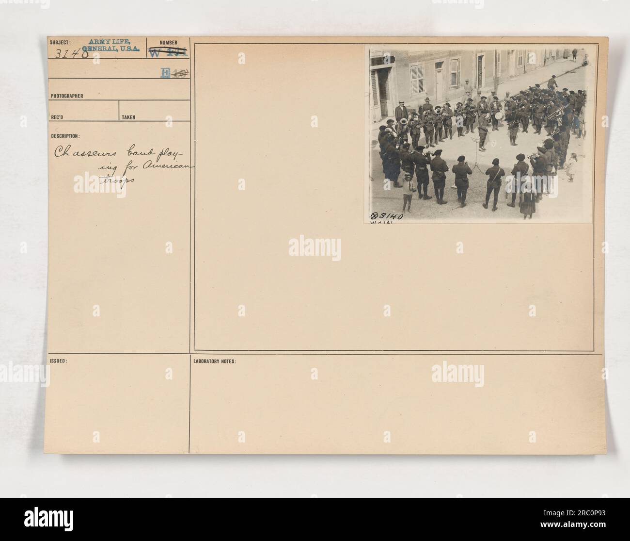 Group of Chasseurs band members are pictured playing music for American ...
