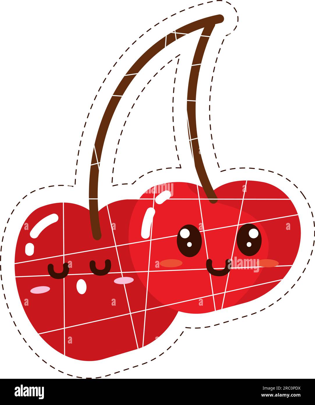 Isolated colored cute happy cherry emoji sticker Vector Stock Vector