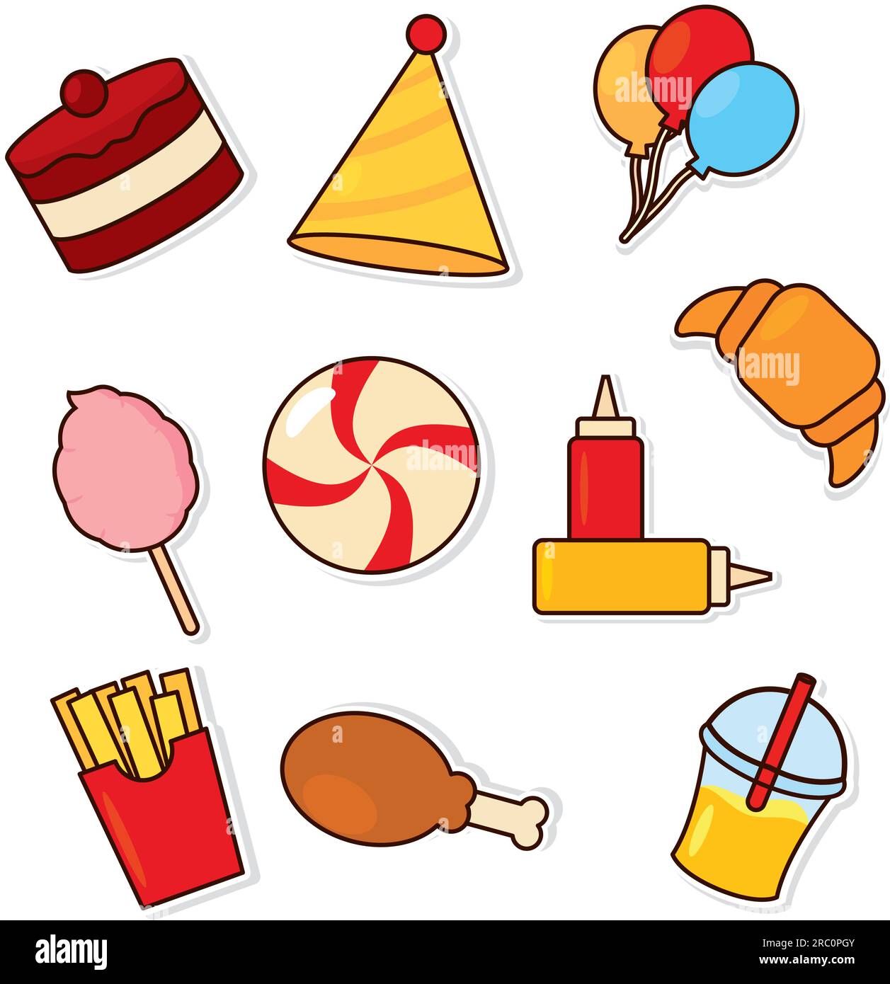 Set of colored food emoji icons Vector Stock Vector
