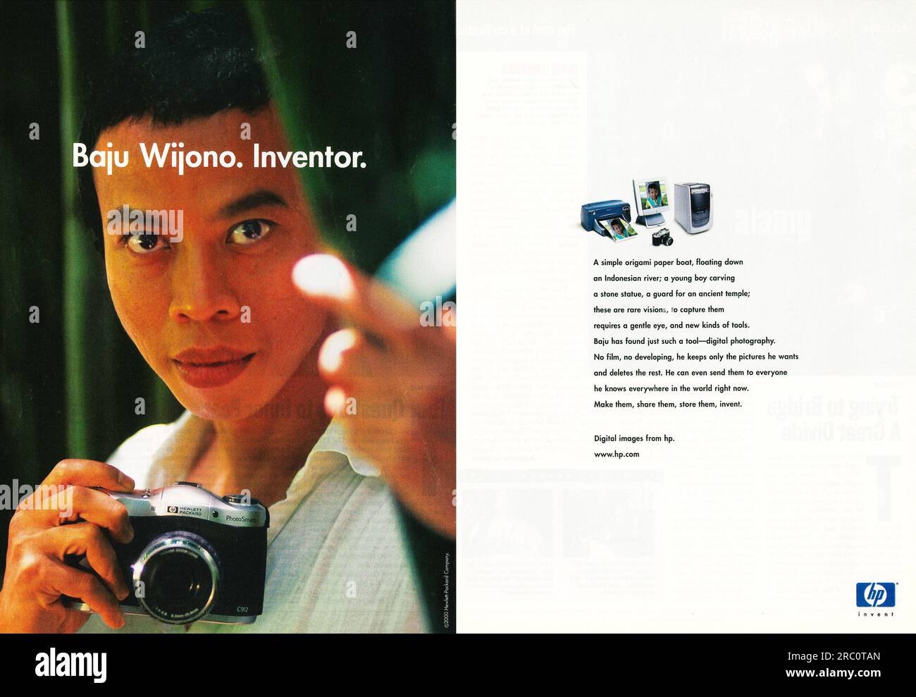 HP Hewlett Packard advert with Baju Wijono in a magazine 2000 Stock